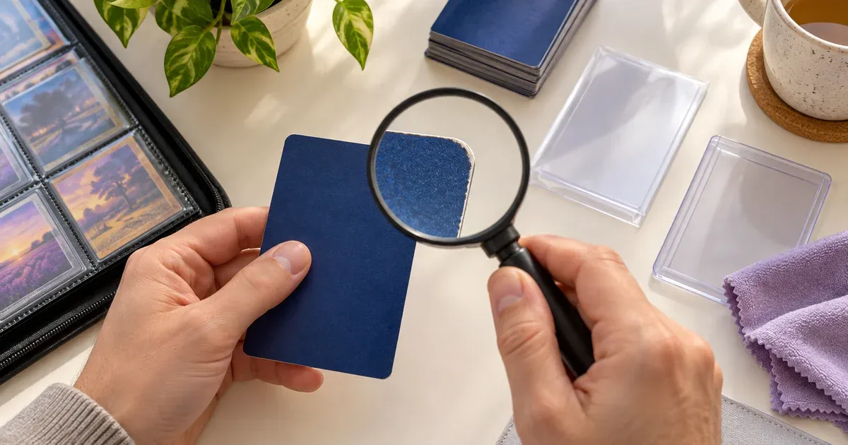 Inspection d’un coin usé à la loupe, avec pochette souple et protection rigide