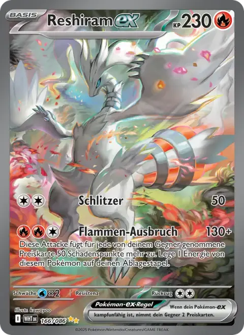 Reshiram-ex 166/086 · Weiße Flammen