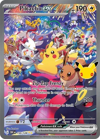 Pikachu-ex 150/128 · 30th Celebration