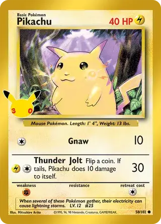 Pikachu 58/102 · 30ᵉ Anniversaire