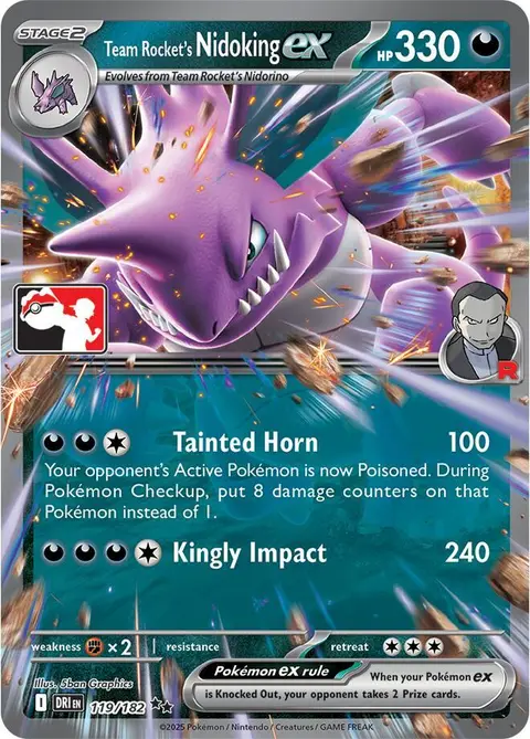 Nidoking-ex de la Team Rocket 119/182 · Play! Pokémon Prize Pack Series Eight
